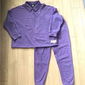 Roots Set of 2 Cloud Cinch Anorak Oversized Pullover and Sweatpants Purple Rain
